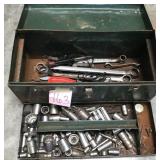 Metal Tool Box w/ Assorted Sockets & Wrenches