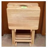 Wooden Folding TV Tray Table Set