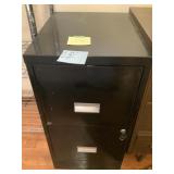 Black Metal Two-Drawer Filing Cabinet