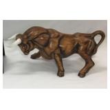 Ceramic Charging Bull Figurine 7x14in