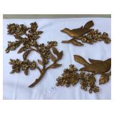 MCM Gold-Tone Bird Wall Art Set