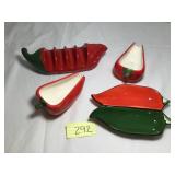 Ceramic Chili Pepper Serving Set
