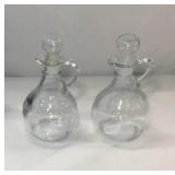 Pair Of Glass Cruets 7in