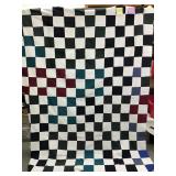 Hand-Pieced Cotton Quilt Top Checkerboard