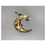 Beautiful 14K Gold Man In The Moon Pendant