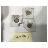 Three US Mercury Dimes