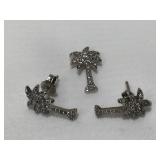 10K White Gold Palm Tree Earrings