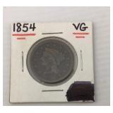 1854 Braided Hair Large Cent VG