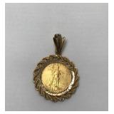 Beautiful 10K Gold Coin Pendant