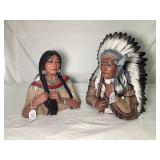Native American Style Ceramic Busts Pair