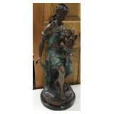 Large Bronze Figural Sculpture Woman And Cherub