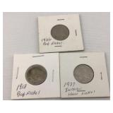 US Buffalo Nickels 1918 1926 1937