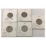 US Liberty Head V Nickels 1900-1907