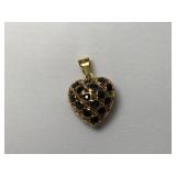 18K Gold Heart Ruby and Sapphire Pendant