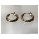 10K Yellow Gold Textured Hoop Earrings