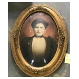 Vintage Oval Portrait In Gilt Frame