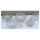 Assorted Clear Pressed Glass Serving Pieces