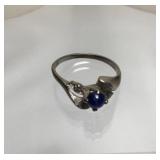 14K White Gold Lapis Ring Size 6.5