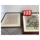 Framed Psalm Cross Stitch & Floral Print
