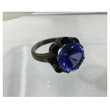 Beautiful Sterling Silver Blue Topaz Ring Size 6