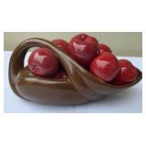 MCM Ceramic Cornucopia Basket w/ Apples