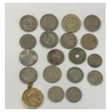 Assorted World Coins w/ Pendant