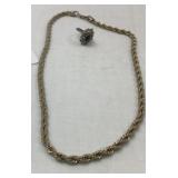 Rope Chain Necklace And Cocktail Ring