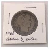 1908-D Barber Half Dollar