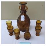 Amber Glass Decanter And Glasses Set