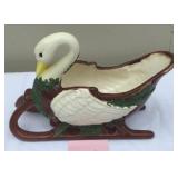 Ceramic Swan Sleigh Planter