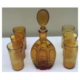 Amber Glass Decanter Set