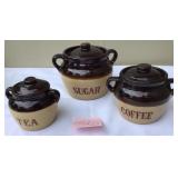 Stoneware Kitchen Canister Set-Stamped USA
