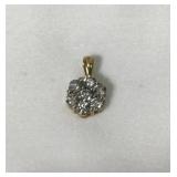 14K Yellow Gold DiamondCluster Pendant