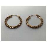 10K Gold Rope Hoop Earrings