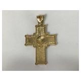 14K Gold Ornate Cross Pendant