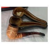 Beautiful Carved Wood Pipe In Case