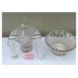 Assorted Pressed Glass Serving Pieces