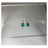 Beautiful 14K Gold Green Stone Stud Earrings