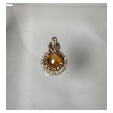 Beautiful 14K Gold Citrine & Diamond Pendant