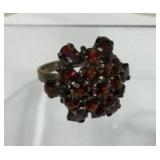 14K Gold Red Stone Cluster Ring Size 6
