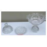 Clear Pressed Glass Compote And Dish
