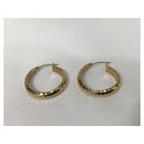 Beautiful 14K Gold Hammered Hoop Earrings