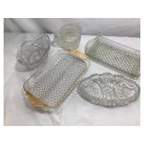 Pressed Glass Serving Dishes Assorted