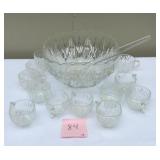 Pressed Glass Punch Bowl Set