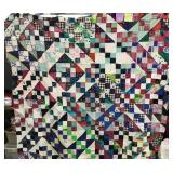 Hand-Pieced Geometric Quilt Top 68x85