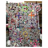 Hand-Pieced Medallion Quilt Top 66x88