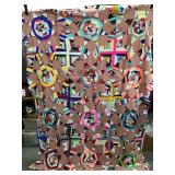 Hand-Pieced Hexagon Quilt Top 68x88