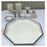 Octagonal Tray And Assorted Decorative Tableware