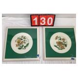 Framed Floral Decorative Plates