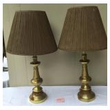 Pair Traditional Brass Table Lamps